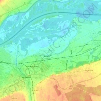 Topografische kaart Nöfing, hoogte, reliëf