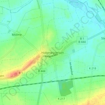 Topografische kaart Hoheneggelsen, hoogte, reliëf