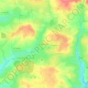 Topografische kaart La Boulanchère, hoogte, reliëf