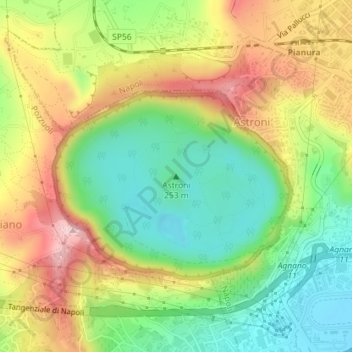Topografische kaart Astroni, hoogte, reliëf