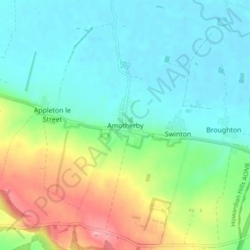 Topografische kaart Amotherby, hoogte, reliëf