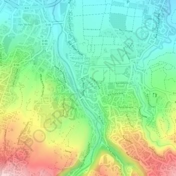 Topografische kaart La Rivière des Pluies, hoogte, reliëf