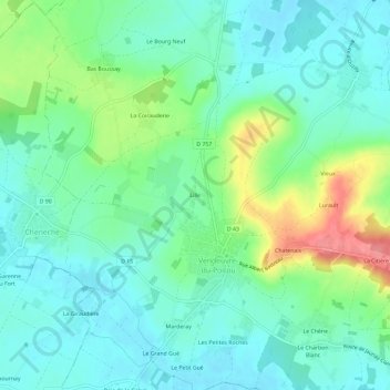 Topografische kaart Lille, hoogte, reliëf