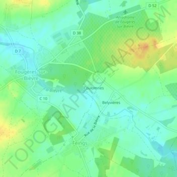 Topografische kaart Coulomme, hoogte, reliëf