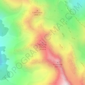 Topografische kaart Turge de la Suffie, hoogte, reliëf