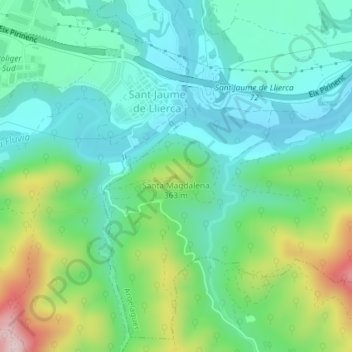 Topografische kaart Santa Magdalena, hoogte, reliëf