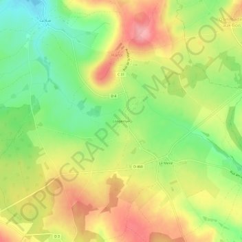 Topografische kaart Longeroye, hoogte, reliëf