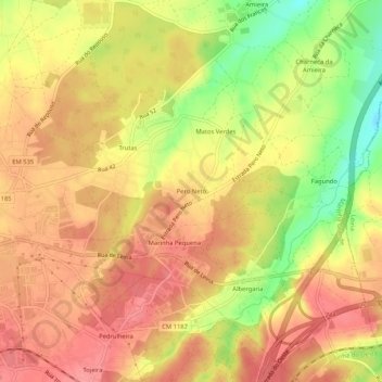 Topografische kaart Pero Neto, hoogte, reliëf
