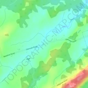 Topografische kaart Glenvale, hoogte, reliëf