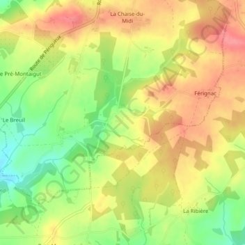 Topografische kaart Archayaux, hoogte, reliëf