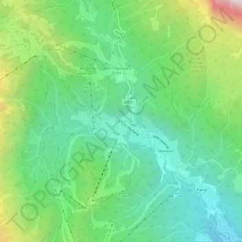 Topografische kaart Pecol, hoogte, reliëf