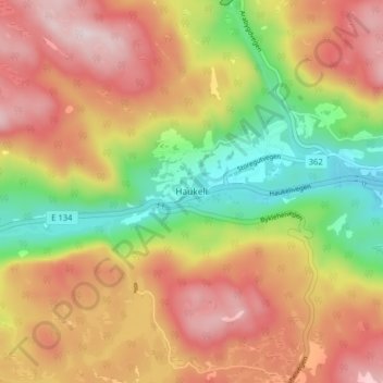 Topografische kaart Haukeli, hoogte, reliëf