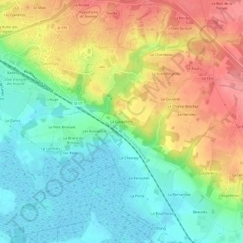 Topografische kaart La Goupillière, hoogte, reliëf