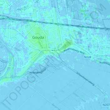 Topografische kaart Stolwijkersluis, hoogte, reliëf