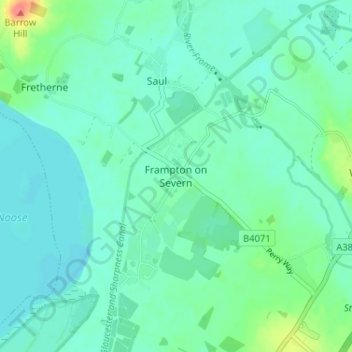 Topografische kaart Frampton on Severn, hoogte, reliëf
