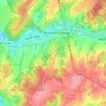 Topografische kaart Bel-Air, hoogte, reliëf