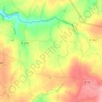 Topografische kaart La Groudière, hoogte, reliëf