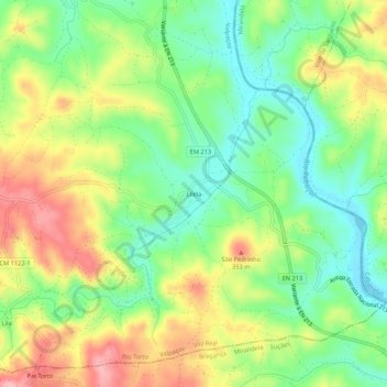 Topografische kaart Lilela, hoogte, reliëf