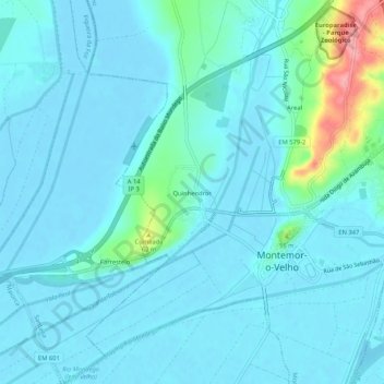 Topografische kaart Quinhendros, hoogte, reliëf
