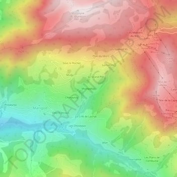 Topografische kaart Montpellaz, hoogte, reliëf