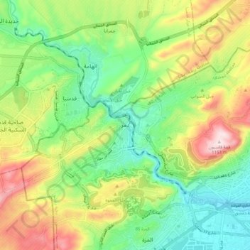 Topografische kaart Dummar, hoogte, reliëf