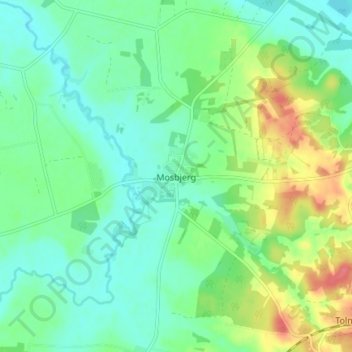 Topografische kaart Mosbjerg, hoogte, reliëf