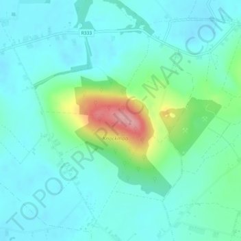 Topografische kaart Knockma, hoogte, reliëf