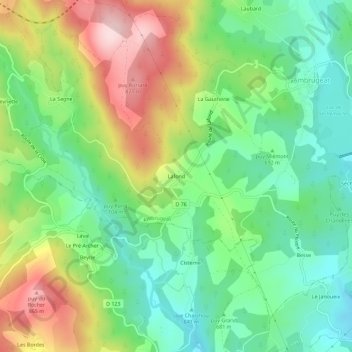 Topografische kaart Lafond, hoogte, reliëf