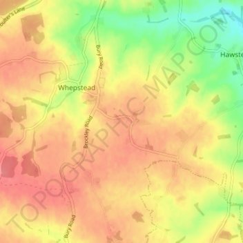 Topografische kaart Mickley Green, hoogte, reliëf