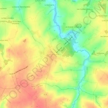 Topografische kaart La Jubaudière, hoogte, reliëf