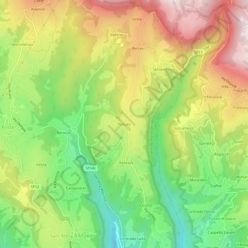 Topografische kaart Provalo, hoogte, reliëf