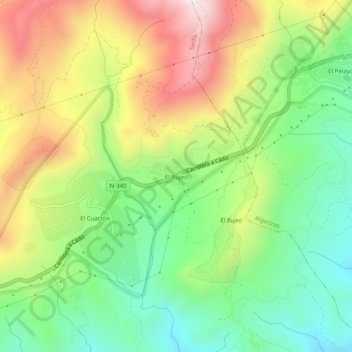 Topografische kaart El Bujeo, hoogte, reliëf