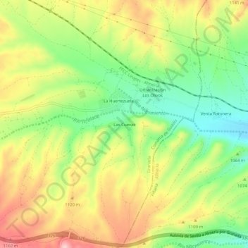 Topografische kaart Las Cuevas, hoogte, reliëf