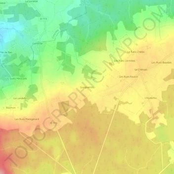 Topografische kaart Guilguerois, hoogte, reliëf