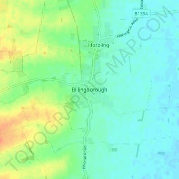 Topografische kaart Billingborough, hoogte, reliëf