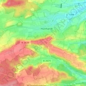 Topografische kaart Sandhof, hoogte, reliëf