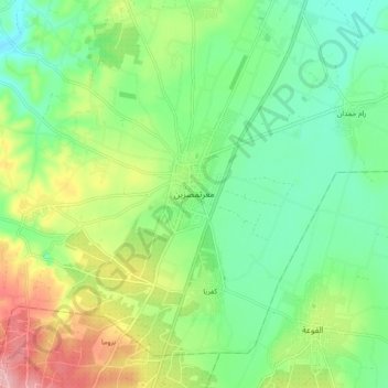 Topografische kaart Ma`arrat Misrin, hoogte, reliëf