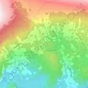 Topografische kaart Åsvang, hoogte, reliëf