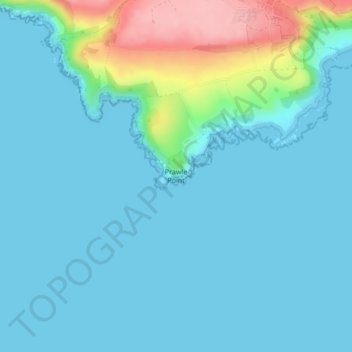 Topografische kaart Prawle Point, hoogte, reliëf