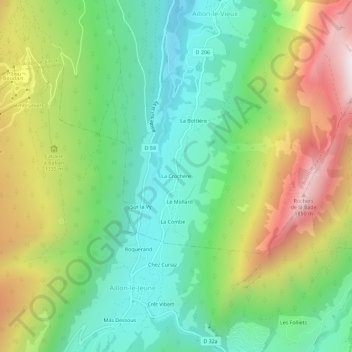 Topografische kaart La Crochère, hoogte, reliëf
