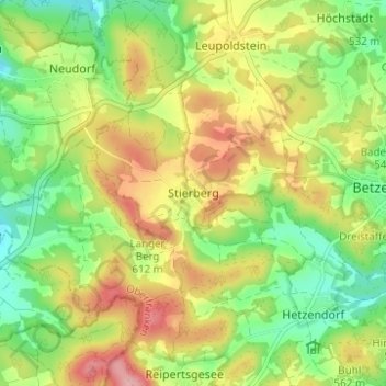 Topografische kaart Stierberg, hoogte, reliëf