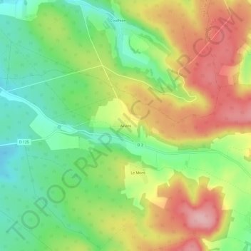 Topografische kaart Asvins, hoogte, reliëf
