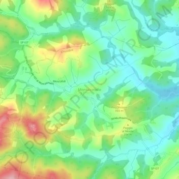 Topografische kaart Montalcinello, hoogte, reliëf