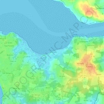 Topografische kaart Le Branzais, hoogte, reliëf
