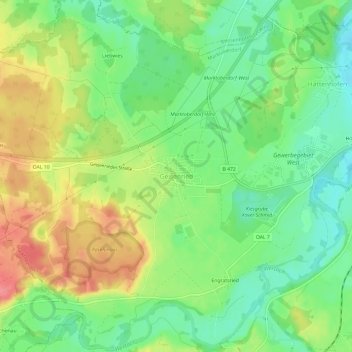 Topografische kaart Geisenried, hoogte, reliëf