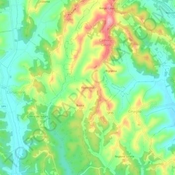 Topografische kaart Fiorentina, hoogte, reliëf