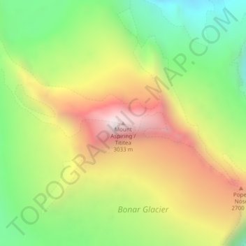 Topografische kaart Mount Aspiring / Tititea, hoogte, reliëf