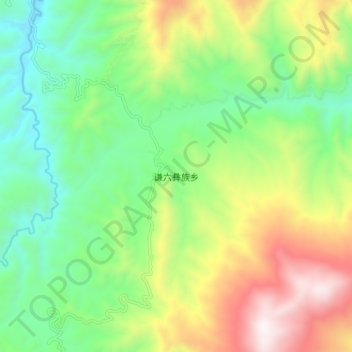 Topografische kaart 谦六彝族乡, hoogte, reliëf