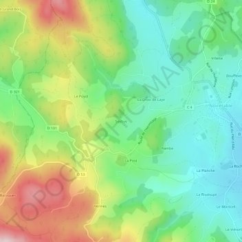 Topografische kaart Seytive, hoogte, reliëf