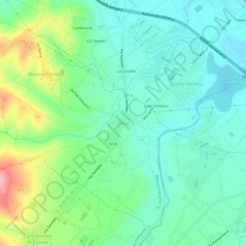 Topografische kaart Cella, hoogte, reliëf